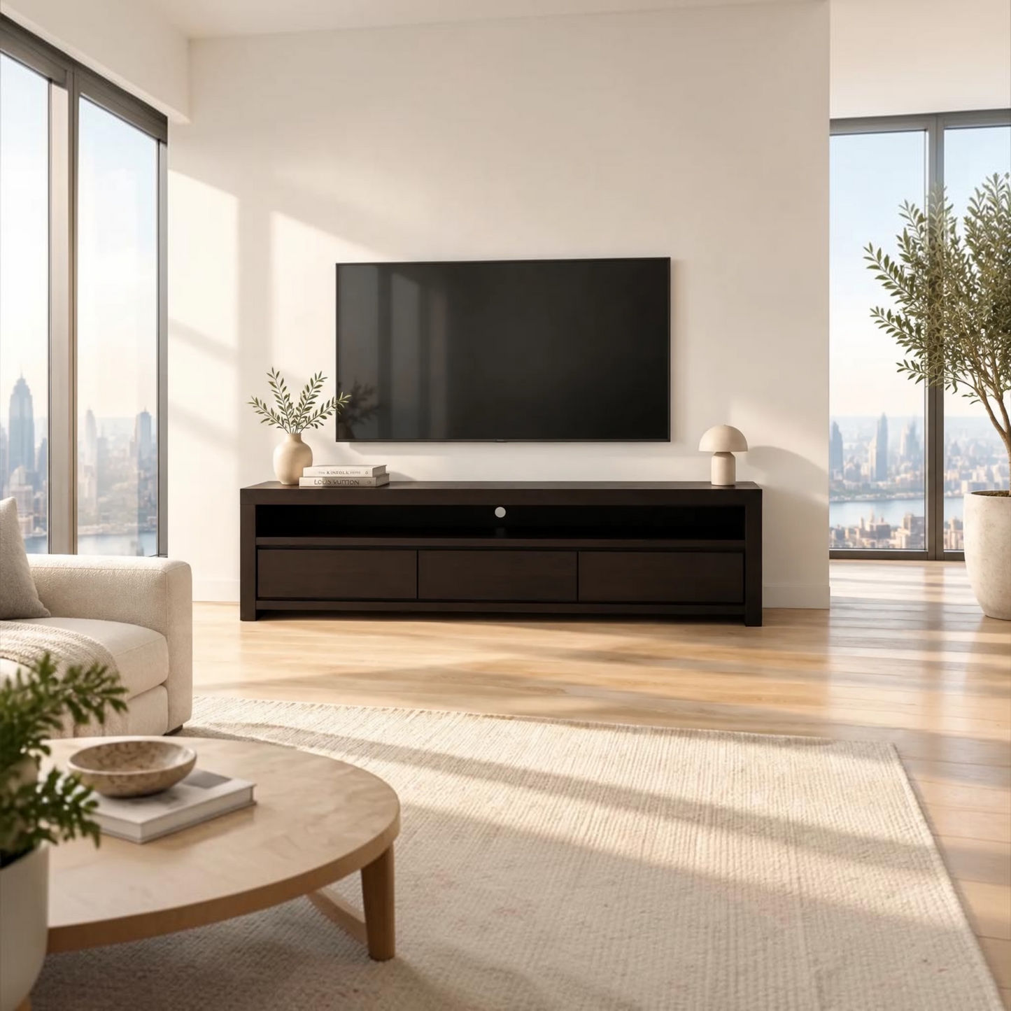 Tanaka Solid Mahogany 3-Drawer TV Unit 190cm