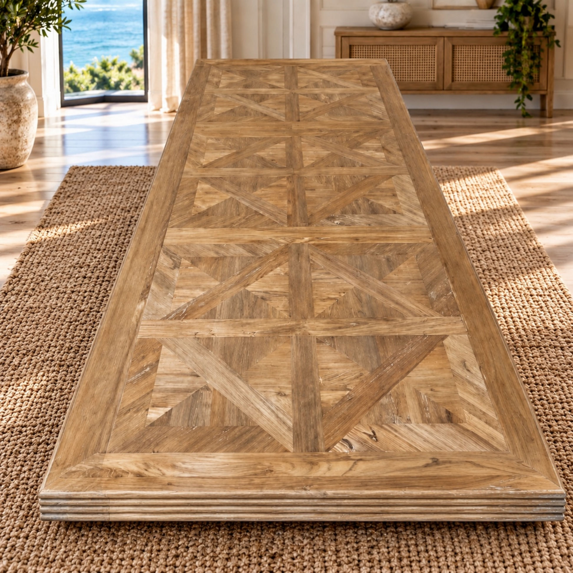 Kensit Hamptons Recycled Elm Parquetry Dining Table