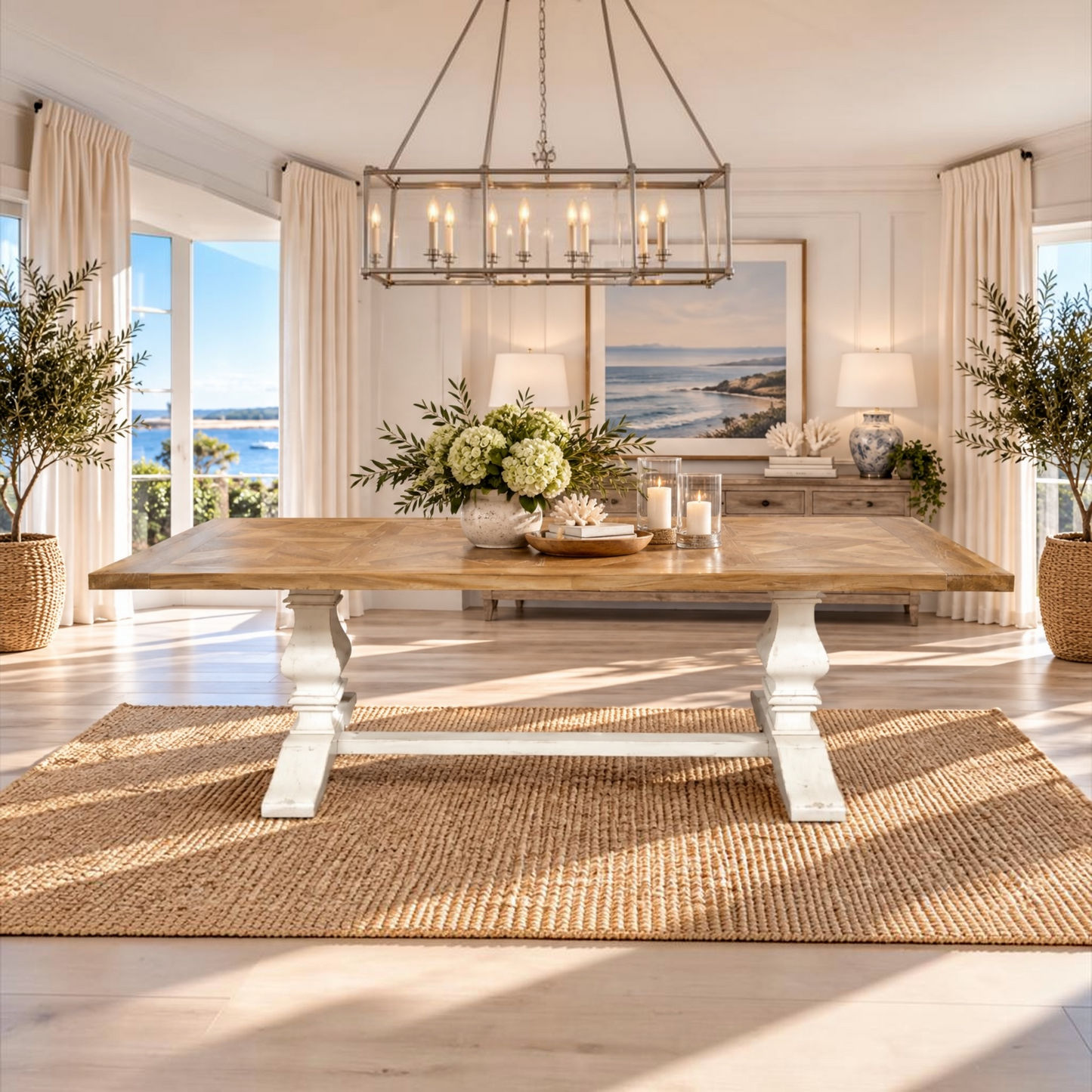 Kensit Hamptons Recycled Elm Parquetry Dining Table