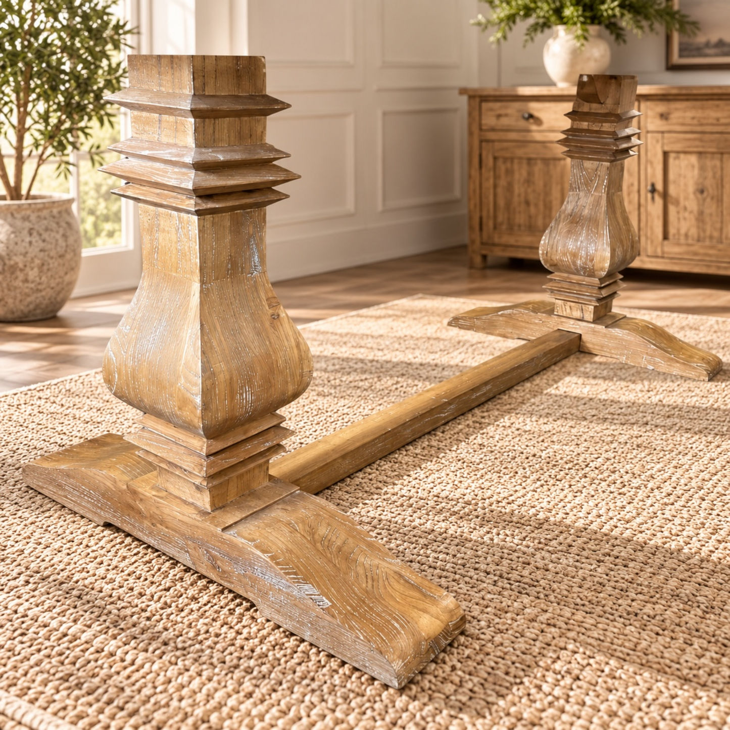 Kensit Hamptons Recycled Elm Parquetry Dining Table