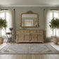 Palm Beach Louvre Style 4-Door 4-Drawer Buffet / Sideboard in Solid Oak