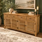 Palm Beach Louvre Style 4-Door 4-Drawer Buffet / Sideboard in Solid Oak