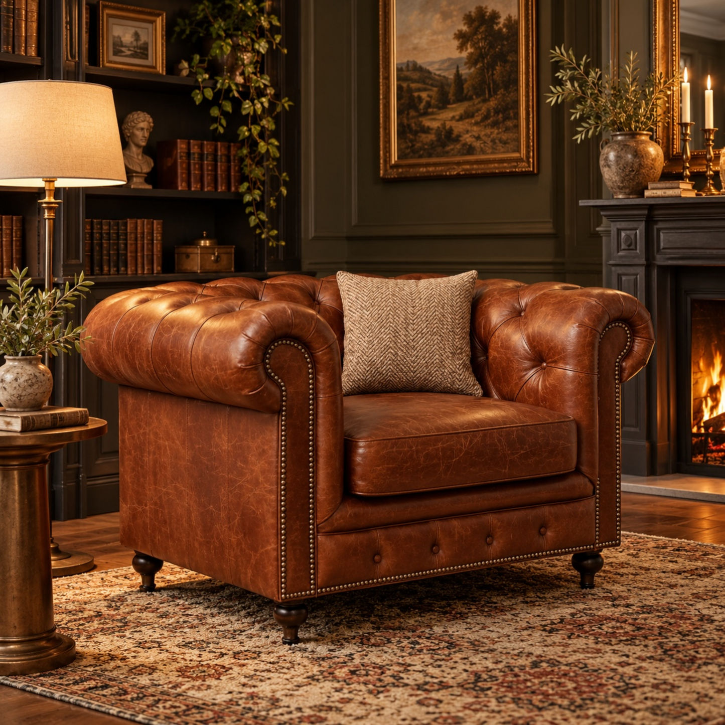 Rimini Hampton Court Aged Leather Armchair