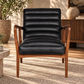 Anders Top Grain Leather Armchair in Distressed Espresso - Chocolate Wood