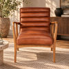 Anders Top Grain Leather Armchair in Toffee - Chocolate Wood