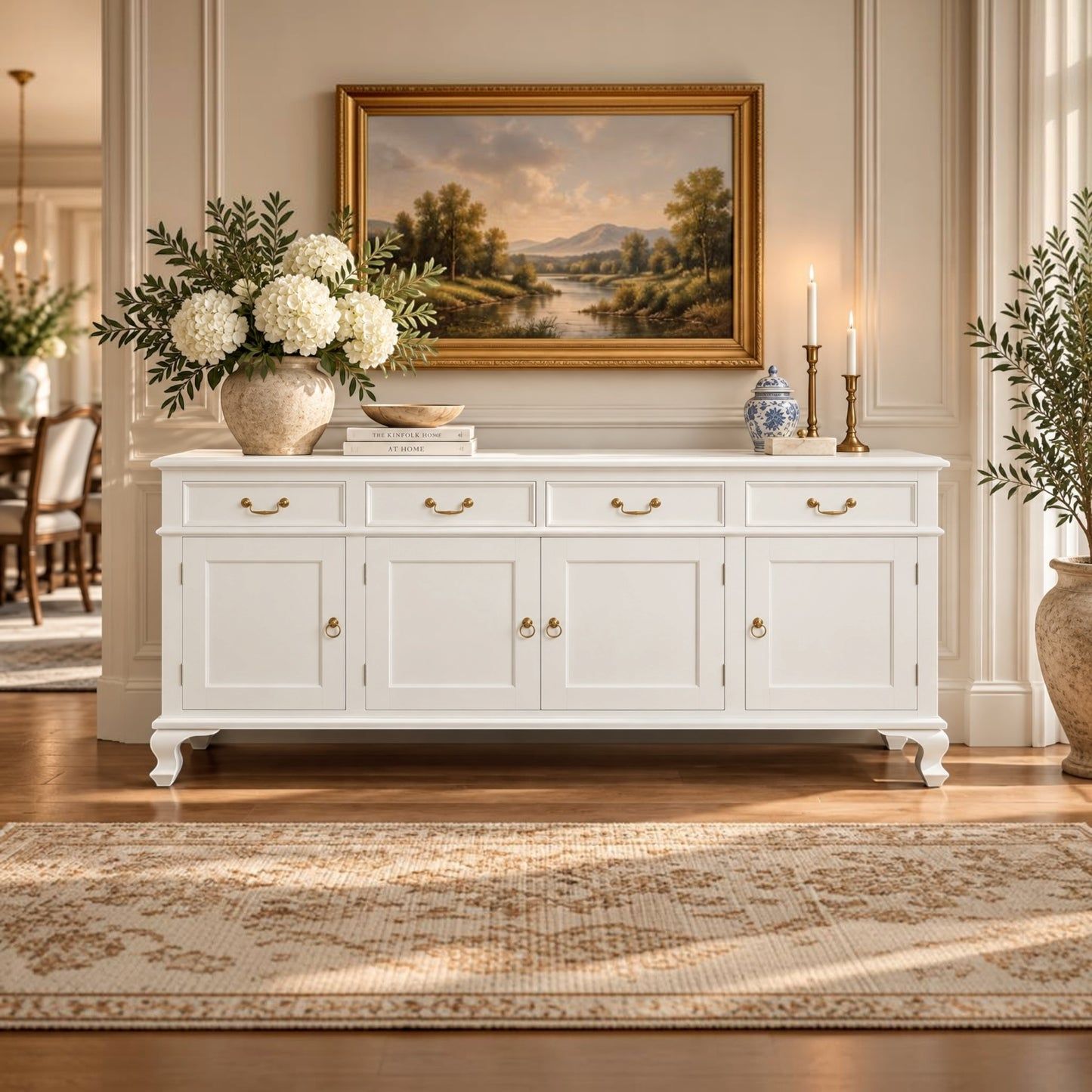 Stewart Queen Ann Style Solid Mahogany 4-Door 4-Drawer Buffet / Sideboard 200cm