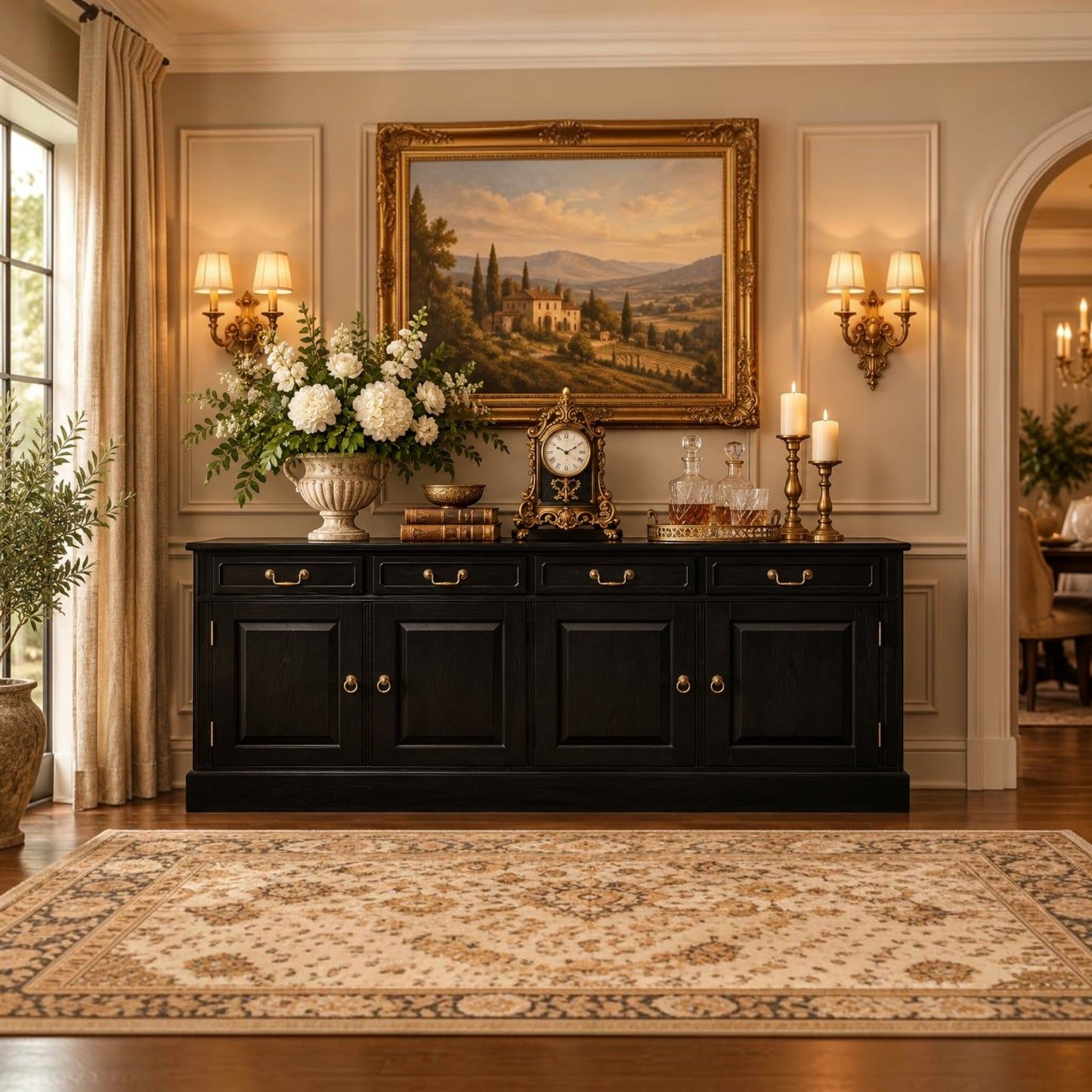 Tasmania Solid Mahogany 4-Door 4-Drawer Buffet / Sideboard