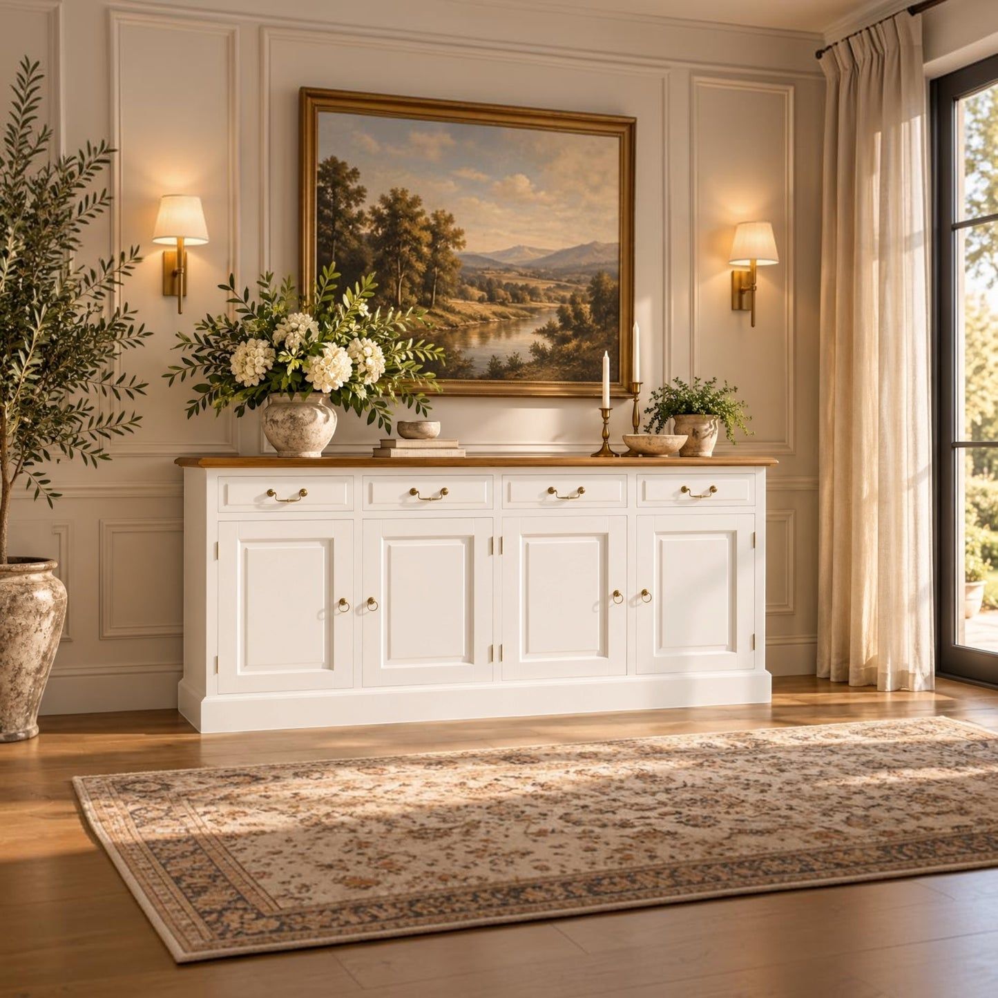 Tasmania Solid Mahogany 4-Door 4-Drawer Buffet / Sideboard