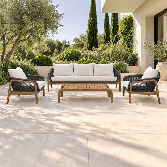 Carrera Acacia Wood & Rope 4-Piece Outdoor Setting