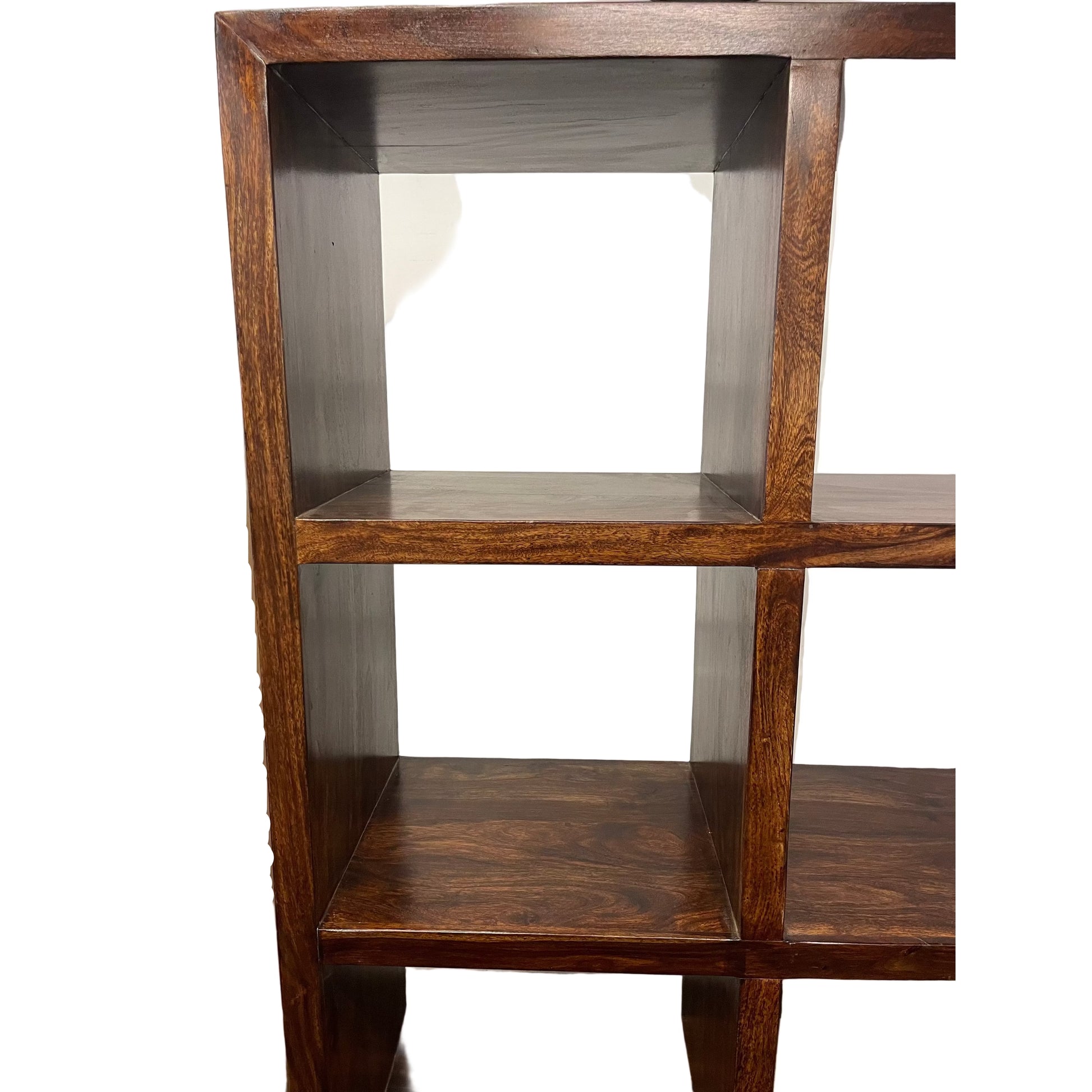 Solid Benato Indian Rosewood 12-cube display unit by MyChocolateWood, showcasing a sleek, modern wooden storage piece.