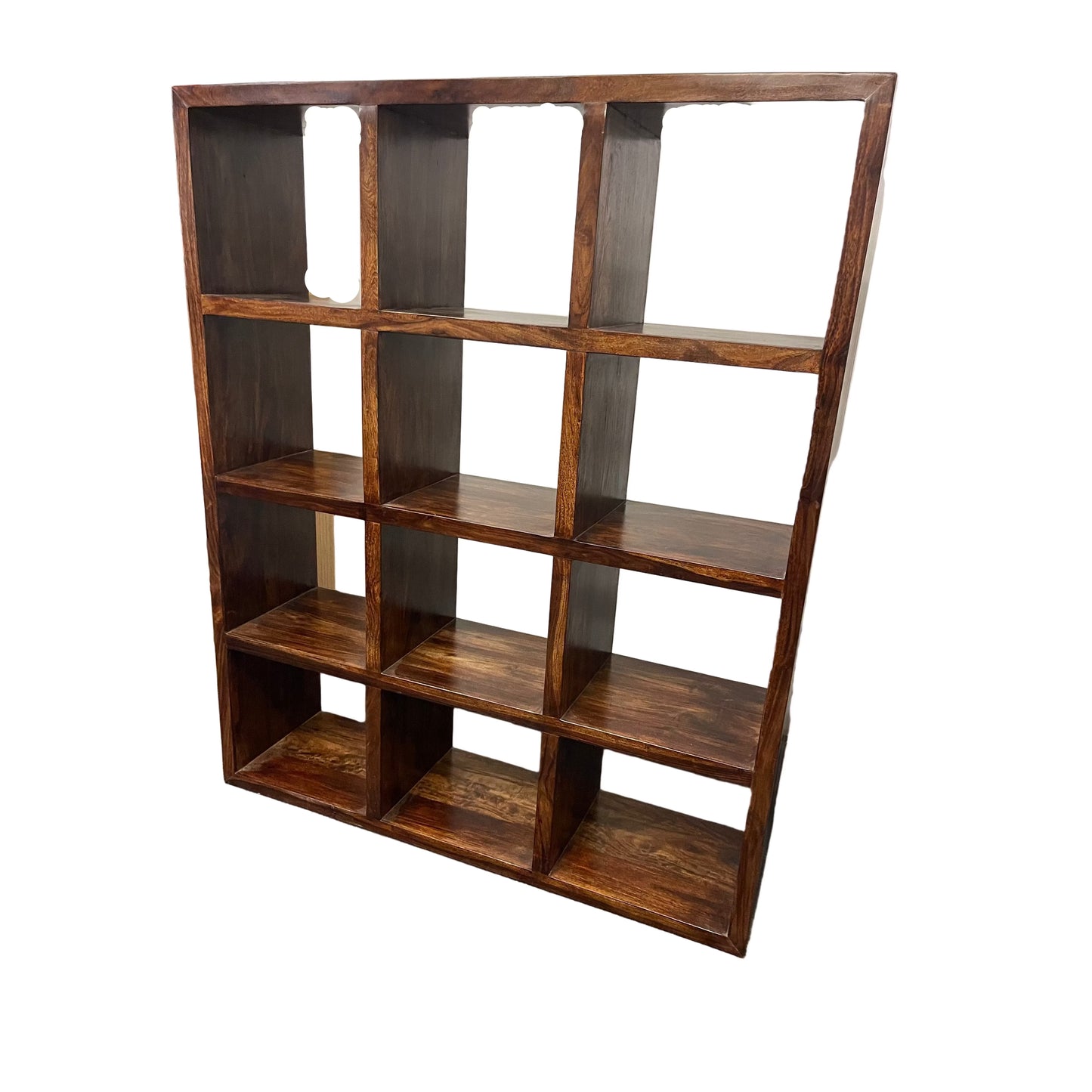 Solid Benato Indian Rosewood 12-cube display unit by MyChocolateWood, showcasing a sleek wooden storage and display piece.