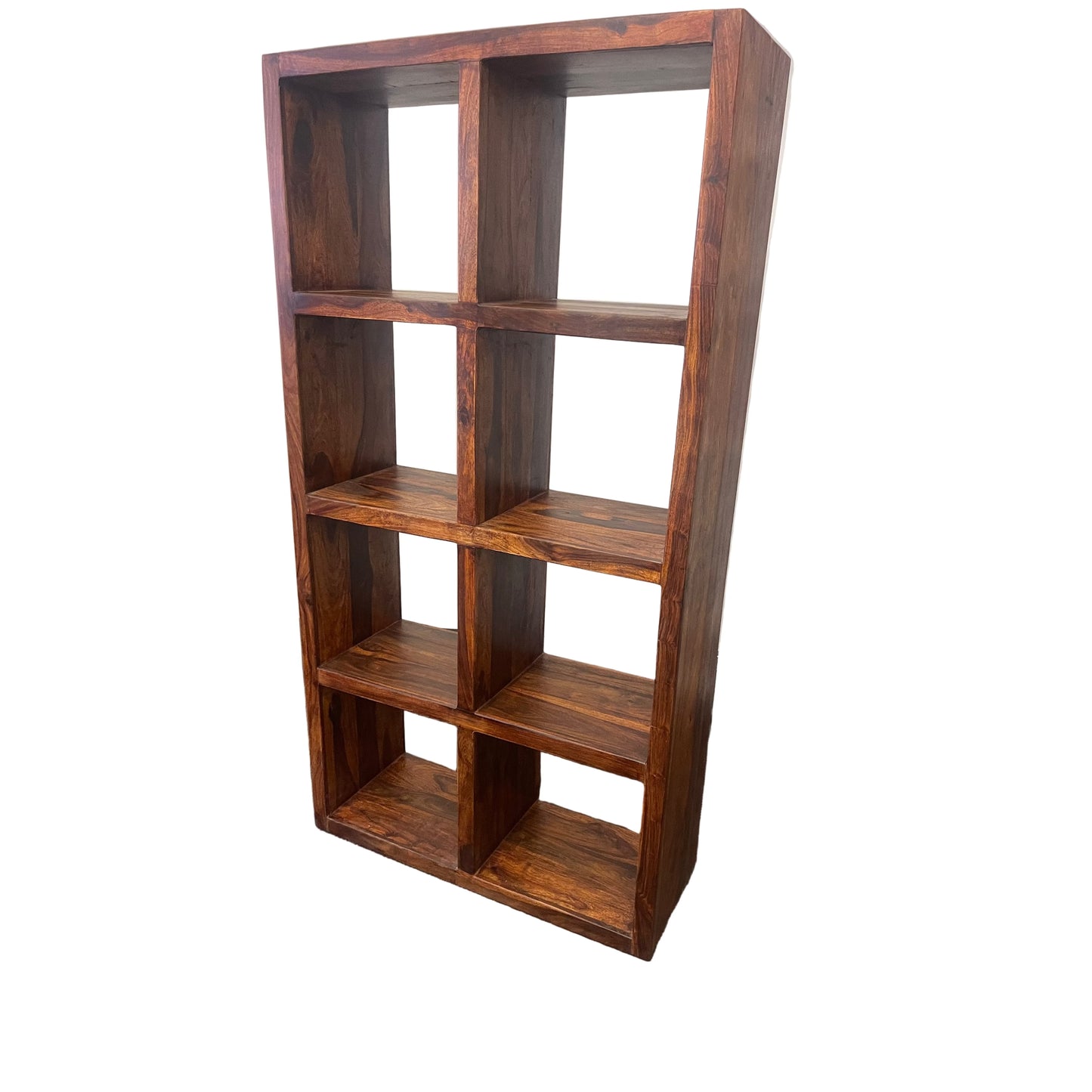 Solid Benato Indian Rosewood 8-cube display unit by MyChocolateWood, showcasing a sleek, natural wood storage and display solution.