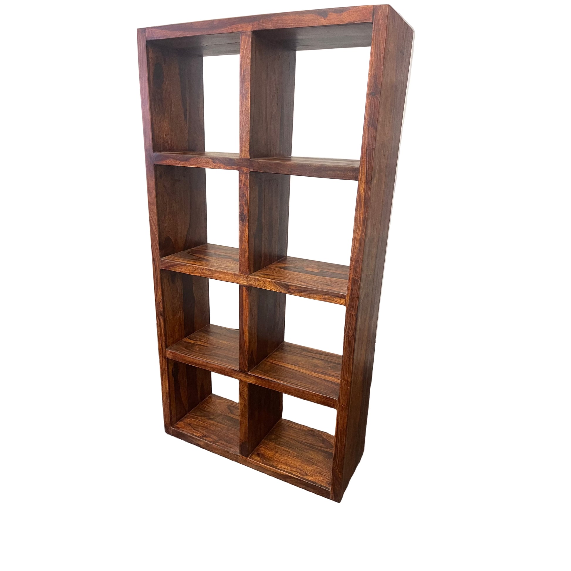 Solid Benato Indian Rosewood 8-cube display unit by MyChocolateWood, showcasing a sleek, natural wood storage and display solution.