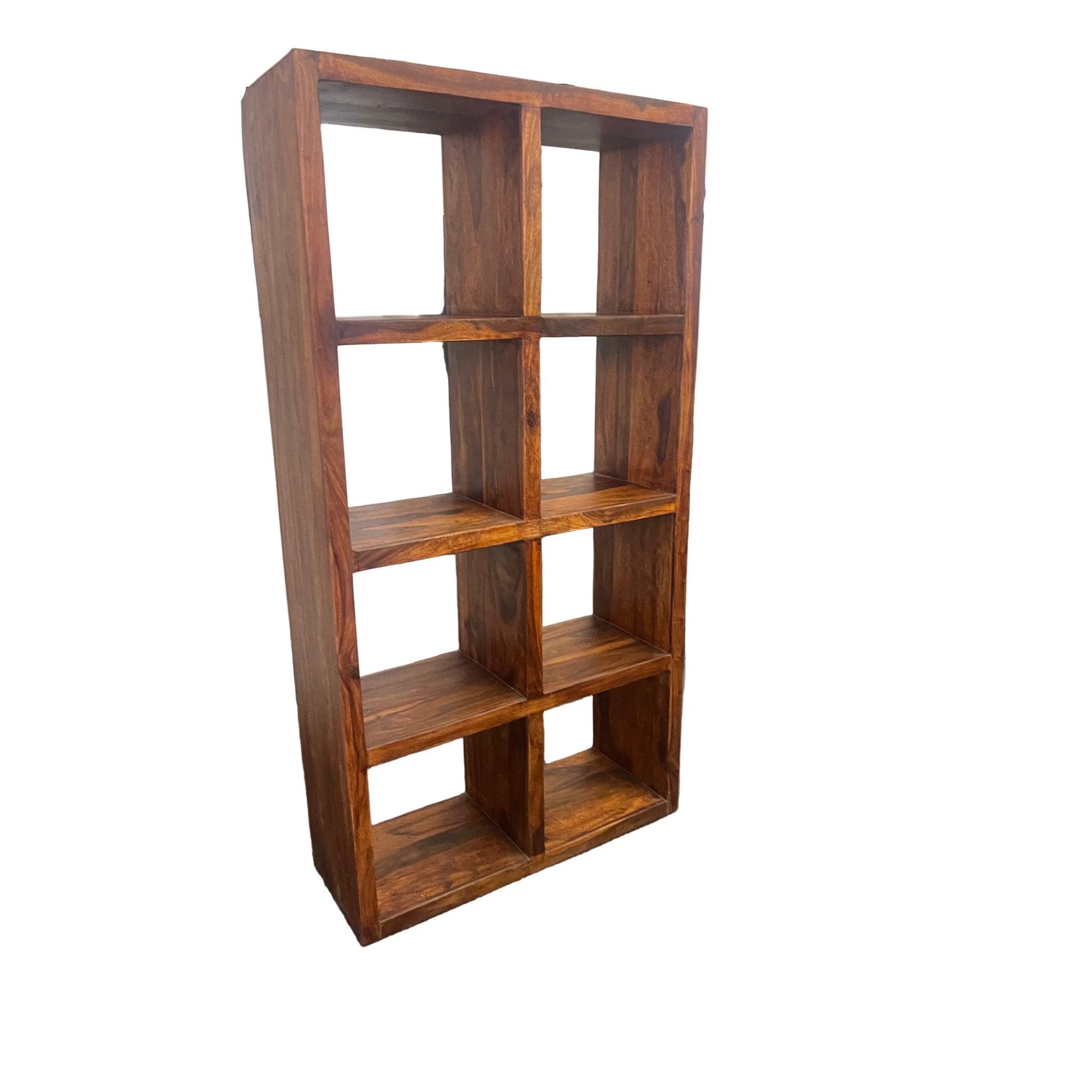 Solid Benato Indian Rosewood 8-cube display unit by MyChocolateWood, showing a sleek wooden storage piece with a natural finish.