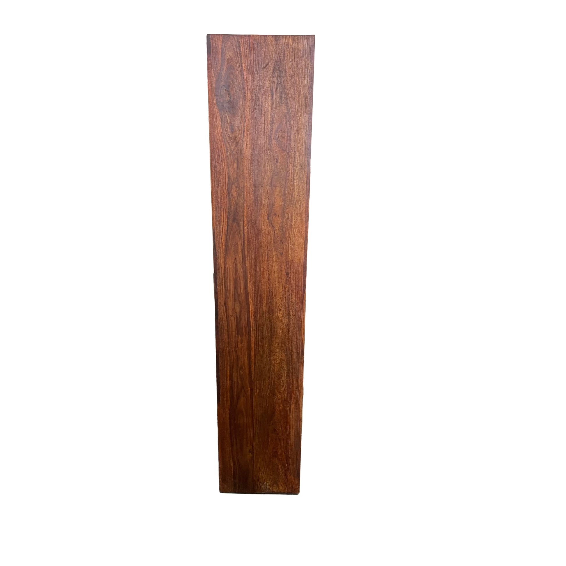 Solid Benato Indian Rosewood 8-cube display unit by MyChocolateWood, showcasing a sleek, natural wood floor display with open cube compartments.
