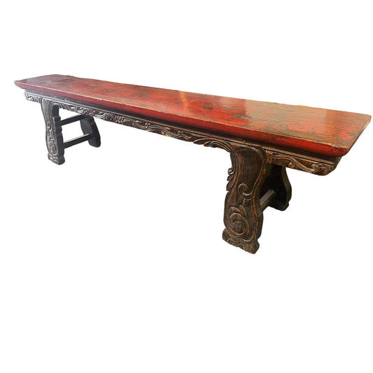 YUNNAN CHINESE ANTIQUE BENCH IN ELM WOOD 200CM - MyChocolateWood