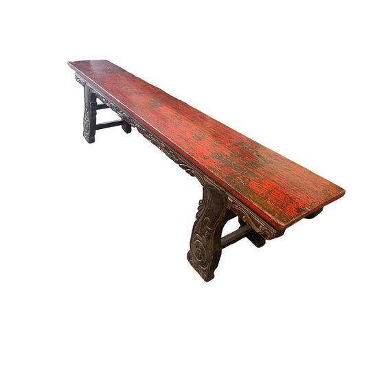 YUNNAN CHINESE ANTIQUE BENCH IN ELM WOOD 200CM - MyChocolateWood