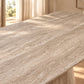 Byrd Rectangular Travertine Look Dining Table in White 180cm - Chocolate Wood