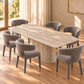 Byrd 7-Piece Dining Set — Rectangular Travertine Look Dining Table 180cm & 6 Byrd Dining Chairs in Flecked Mocha - Chocolate Wood