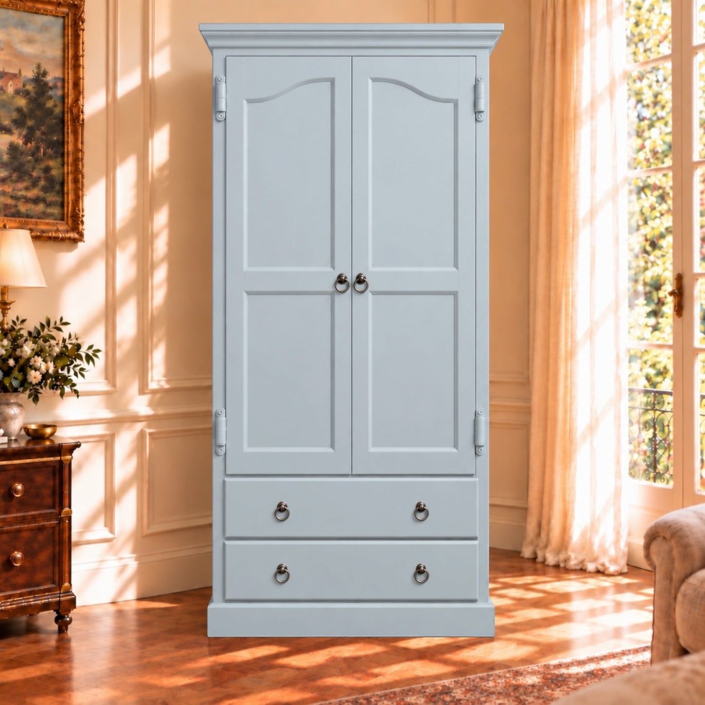 Cambridge Wardrobe / Armoire in Pre School Half - Chocolate Wood