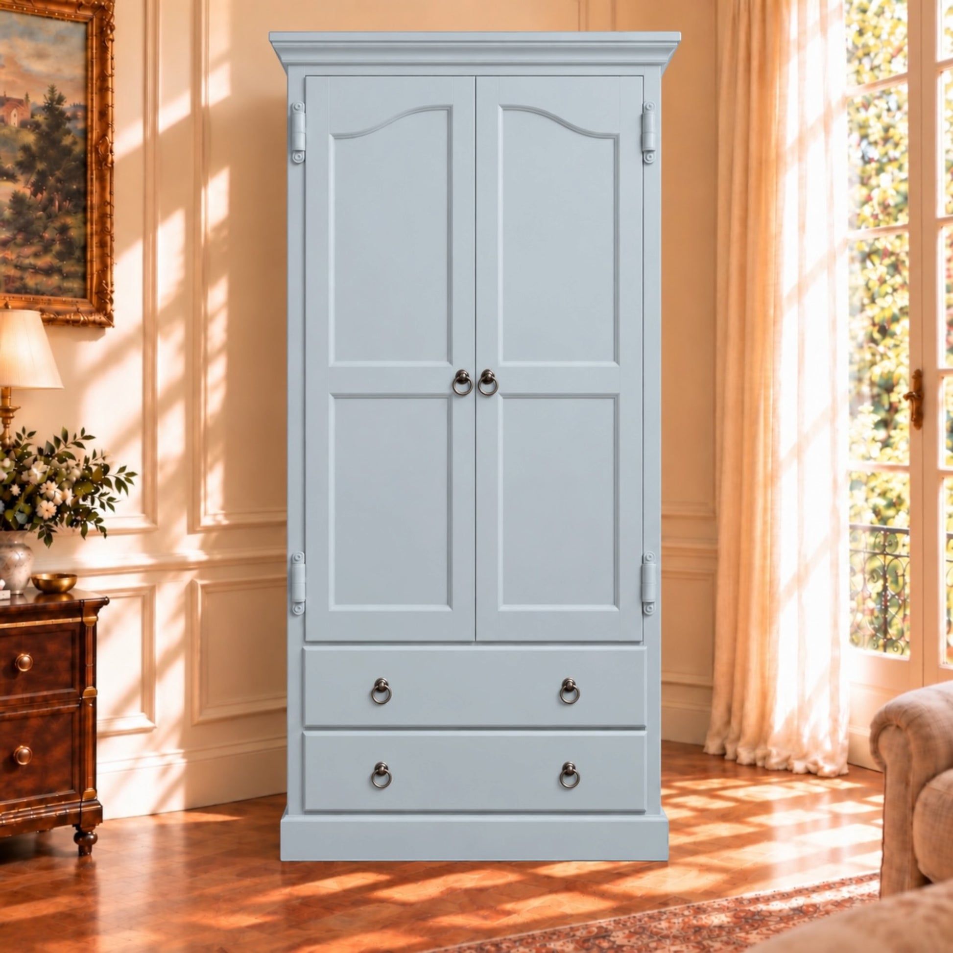Cambridge Wardrobe / Armoire in Pre School Half - Chocolate Wood
