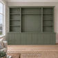 Harrington 5-piece wall unit in Dulux Mountain Camp with solid panel doors and no handles