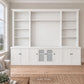 Harrington 5-piece wall unit in White with frosted glass centre doors and knob handles