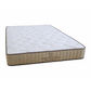 A white tufted mattress with a beige upholstered side panel and dark trim, shown on a plain white background. The side panel has the brand name 'SLEEP SOLUTIONS' and 'Pure Support' printed on it.
