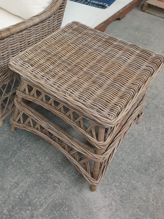 HARRISON KUBU GREY RATTAN SIDE TABLE - MyChocolateWood