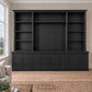 Harrington 5-piece wall unit in Black Stain with solid panel doors and no handles