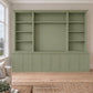 Harrington 5-piece wall unit in Dulux Green Spruce with solid panel doors and no handles
