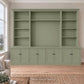 Harrington 5-piece wall unit in Dulux Green Spruce with solid panel doors and knob handles