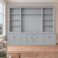 Harrington 5-piece wall unit in Dulux Grey Pail with frosted glass centre doors and knob handles