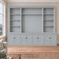 Harrington 5-piece wall unit in Dulux Grey Pail with solid panel doors and knob handles