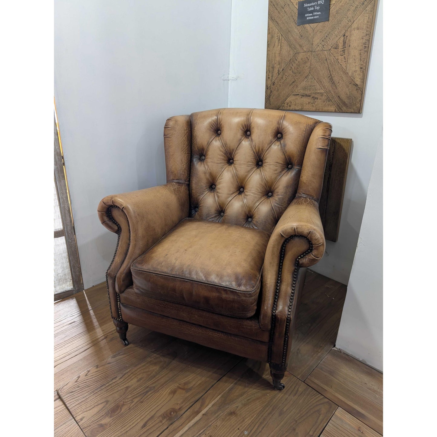 CHAMBERLAIN TOP GRAIN LEATHER ARMCHAIR/LOUNGE CHAIR IN CARAMEL - MyChocolateWood