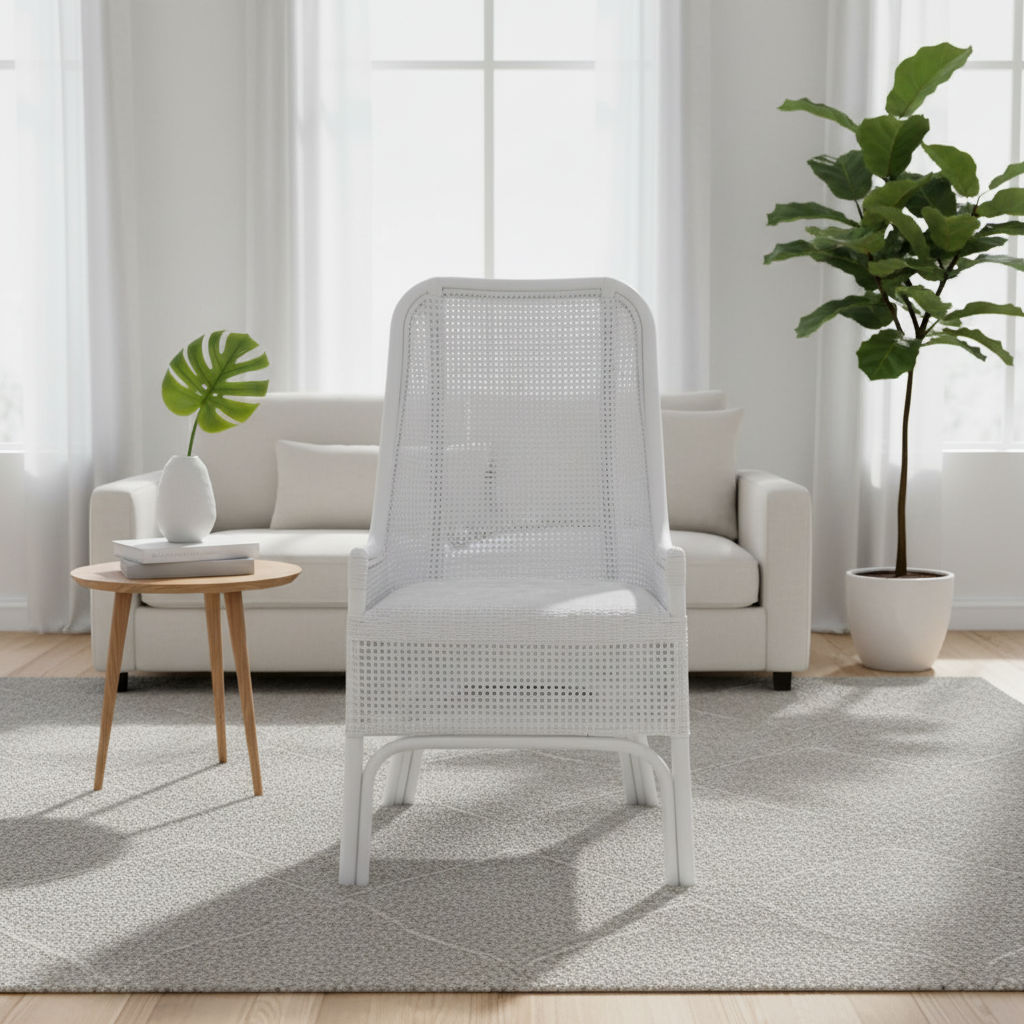 MALIBU HAMPTONS RATTAN DINING CHAIR IN SOLID WHITE - MyChocolateWood