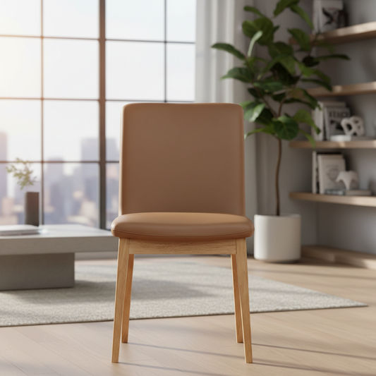 HARDIN LEATHER DINING CHAIR COGNAC/NATURAL - MyChocolateWood