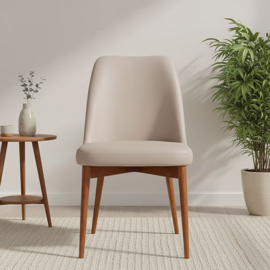 GLADIS TOP GRAIN LEATHER DINING CHAIR IN MOCHA/BLACKWOOD - MyChocolateWood