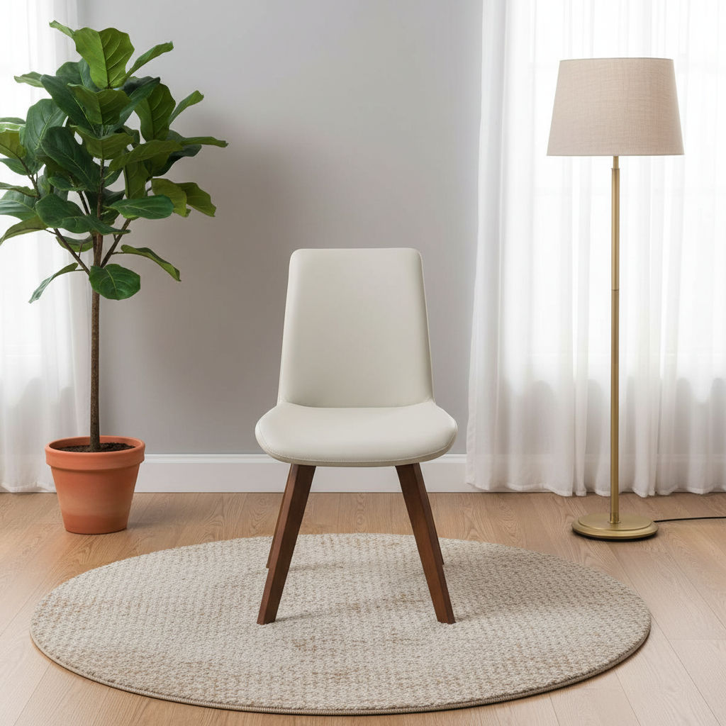 Mila Top Grain Leather Swivel Dining Chair in Mocha - Chocolate Wood