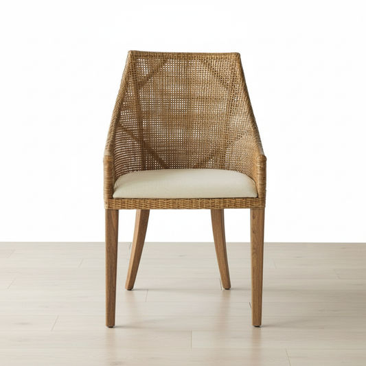JENALLI HAMPTONS RATTAN DINING CHAIR/ LOUNGE CHAIR IN MANGO TEAK - MyChocolateWood