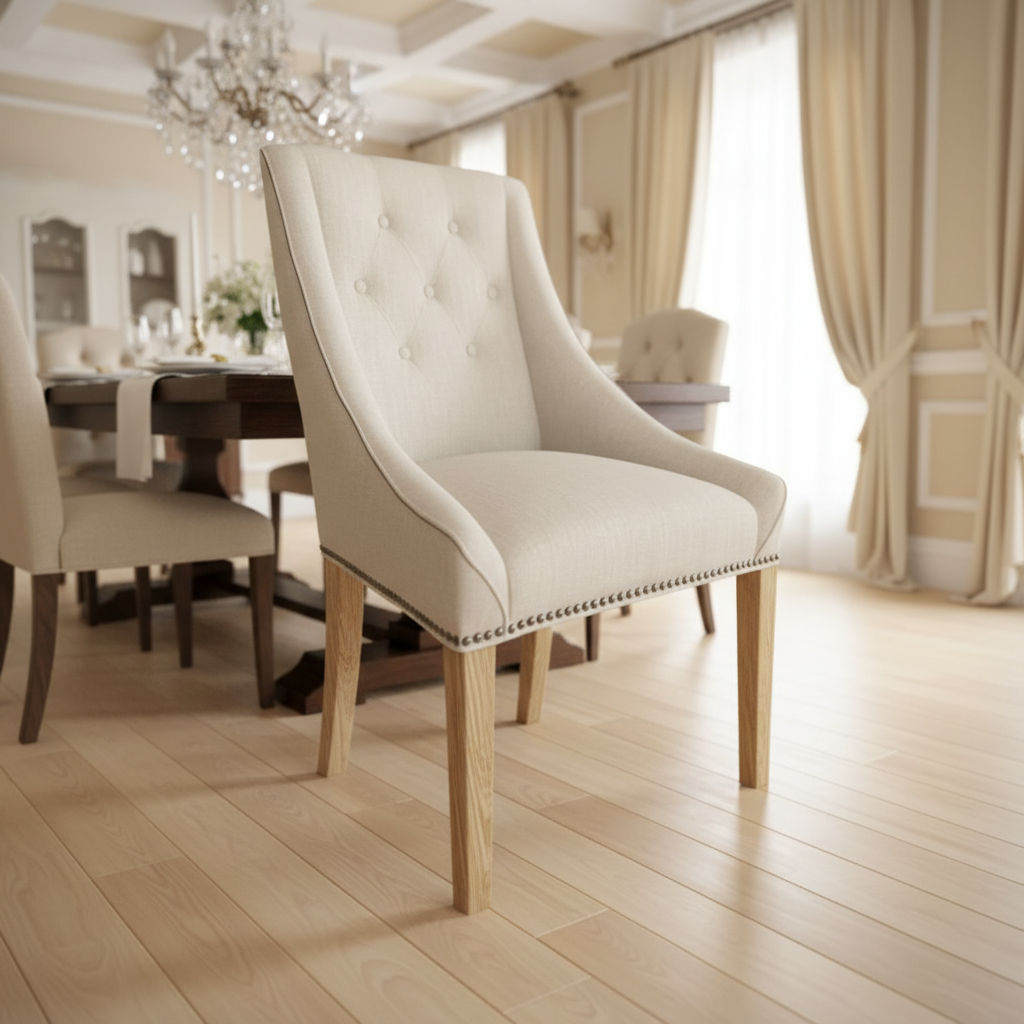 ORTAL FRENCH PROVINCIAL/HAMPTON STYLE DINING CHAIR IN FLAXEEN - MyChocolateWood