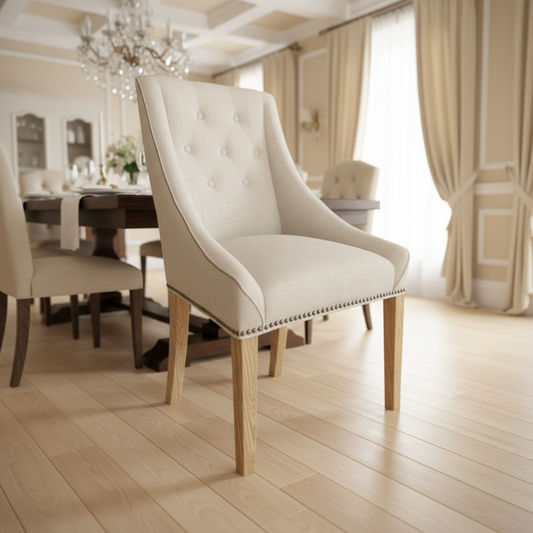 ORTAL FRENCH PROVINCIAL/HAMPTON STYLE DINING CHAIR IN FLAXEEN - MyChocolateWood