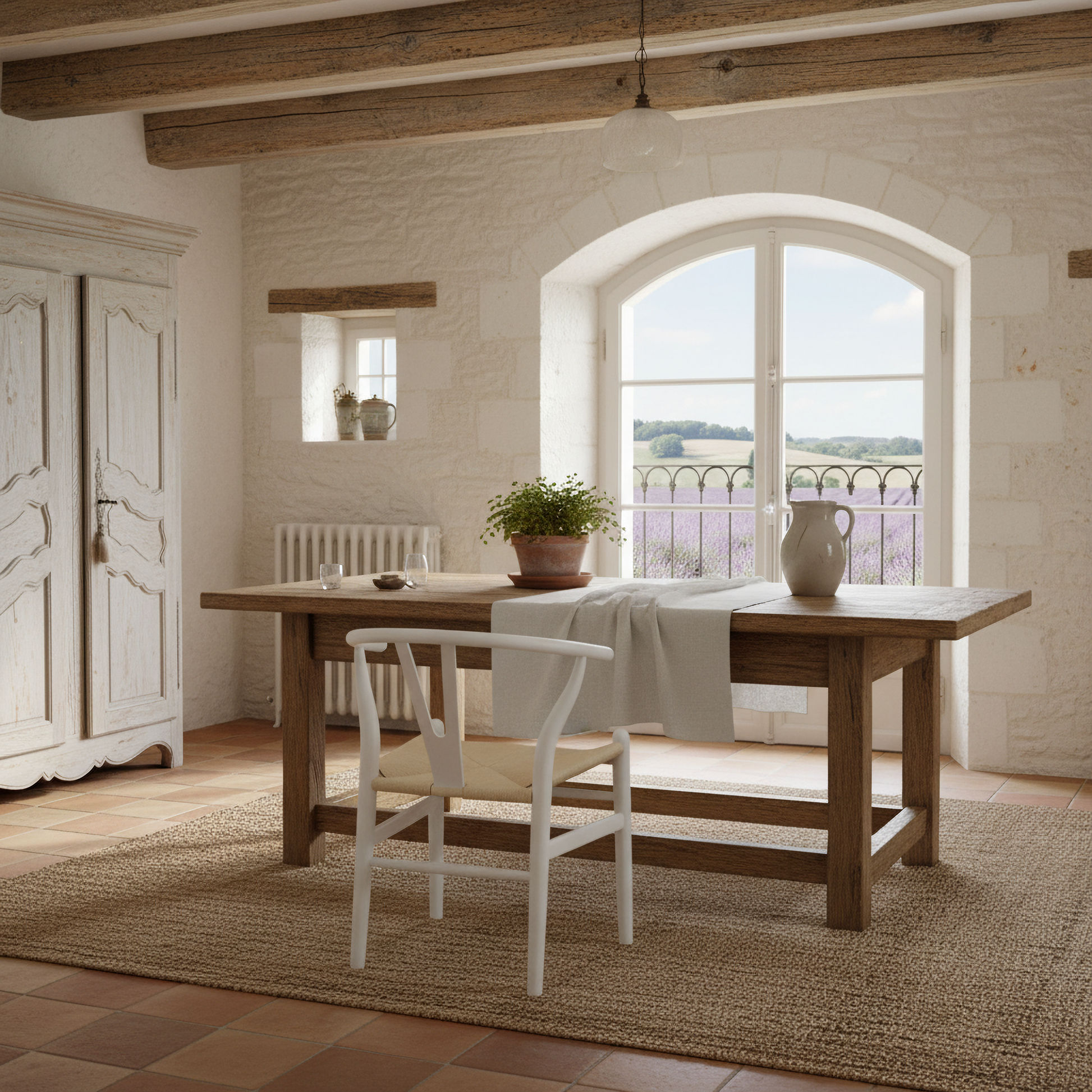 Solid Beechwood Wishbone Dining Chair in White