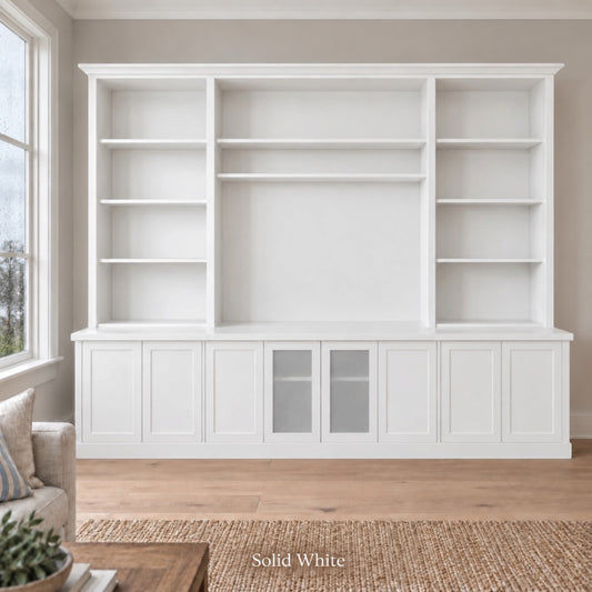 Harrington 5-piece wall unit with extra centre shelf in White
