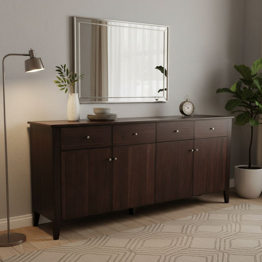 DYLAN AUSTRALIAN MADE TASSIE OAK 4 DOORS & 4 DRAWERS BUFFET/SIDEBOARD IN CHOCOLATE - MyChocolateWood