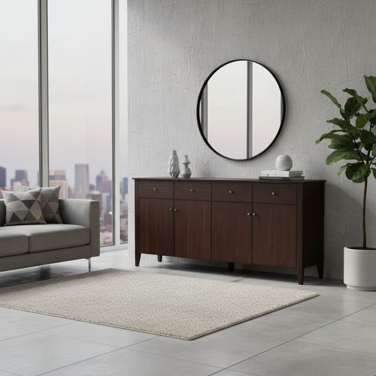 DYLAN AUSTRALIAN MADE TASSIE OAK 4 DOORS & 4 DRAWERS BUFFET/SIDEBOARD IN CHOCOLATE - MyChocolateWood