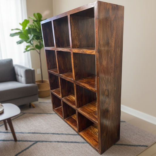 SOLID BENATO INDIAN ROSEWOOD 12 CUBE DISPALY UNIT - FLOOR STOCK CLEARANCE - MyChocolateWood