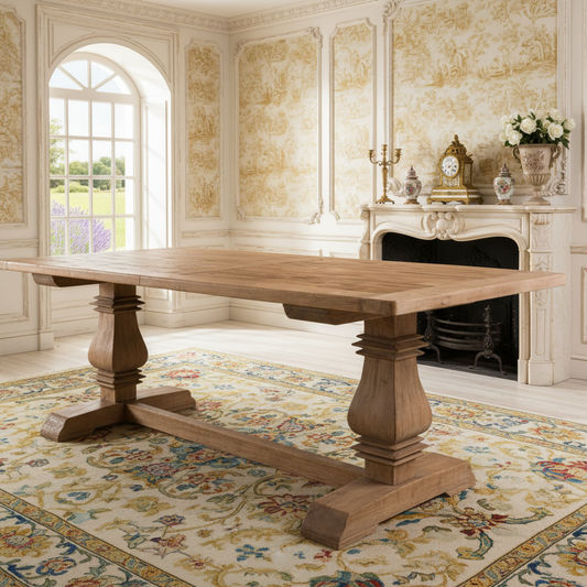 RHIANNON FARMHOUSE RUSTIC DINING TABLE 200CM + 2 X RHIANNON FARMHOUSE BENCHES IN RECYCLED ELM - MyChocolateWood