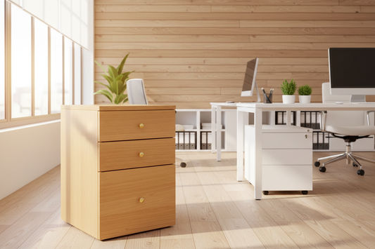 TELMA VICTORIAN ASH SMALL FILING CABINET IN CLEAR LACQUER ON WHEELS - MyChocolateWood