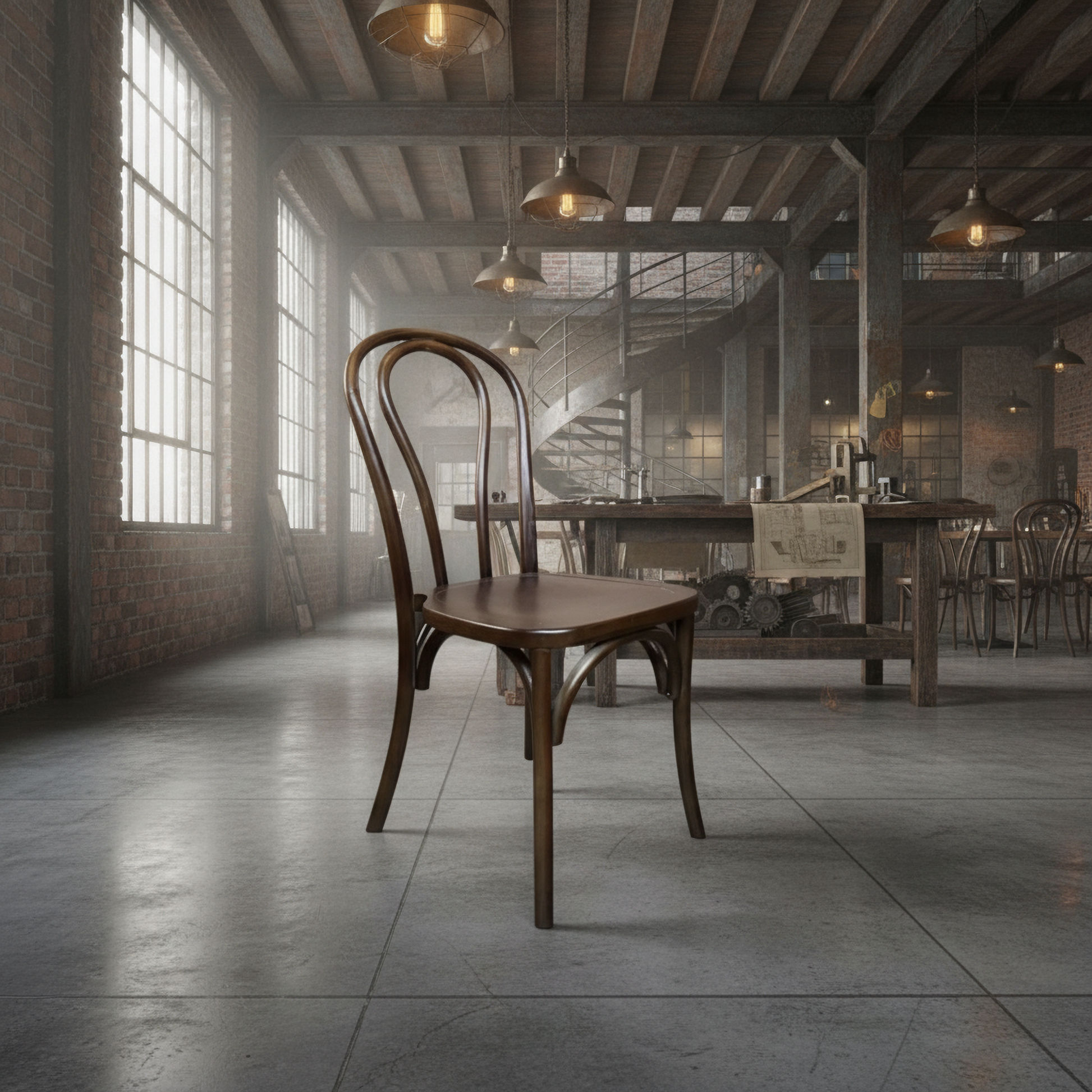 Cristo Stackable Bentwood Dining Chair in Walnut - Chocolate Wood